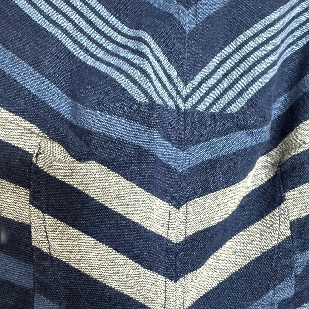Anthropologie Maeve Antonia Blue Chevron Striped Cotton Dress - Size 4 Petite - Picture 7 of 10